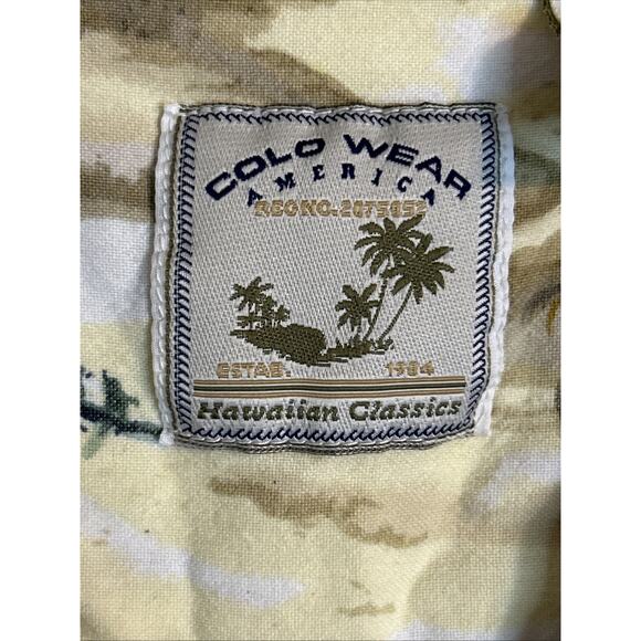 Colo Wear America Mens Hawaiian Shirt Size XL Beach Scene Short Sleeve Cotton - Picture 5 of 8